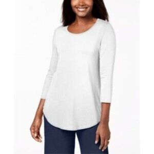 AD-2399 Jm Collection Scoop-Neck Top White Size XXL